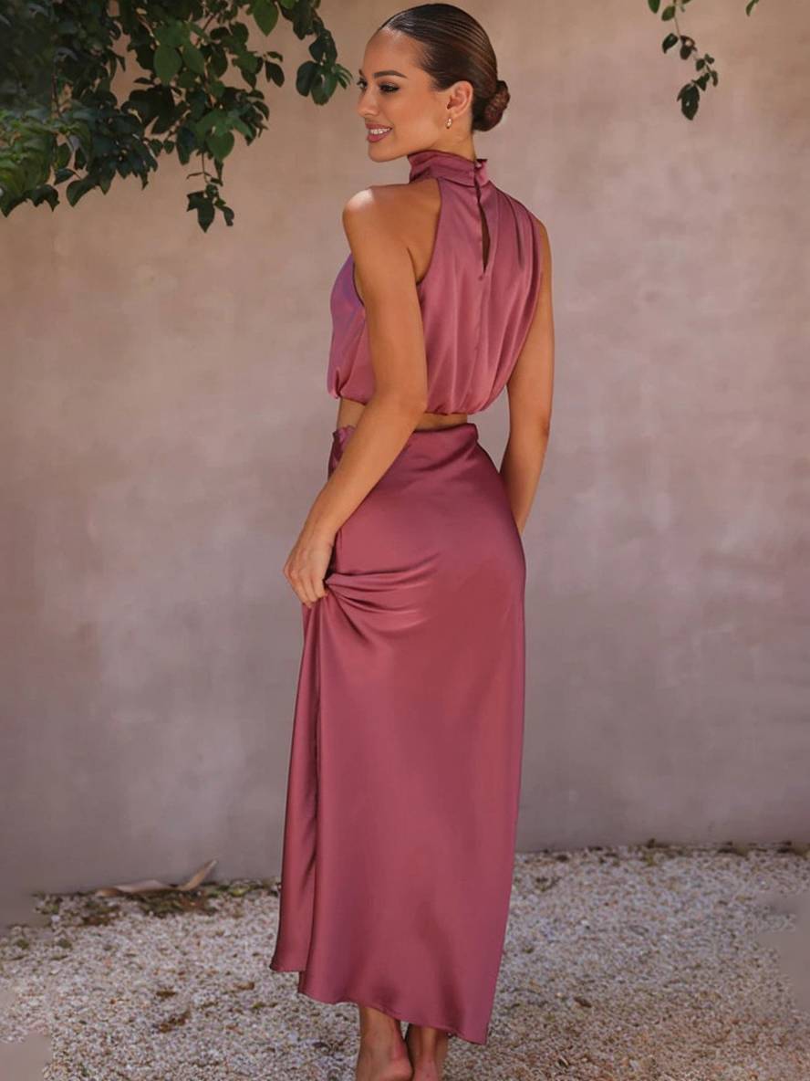 Women's Elegant Two-Piece Set for Wedding Guests in Red 9