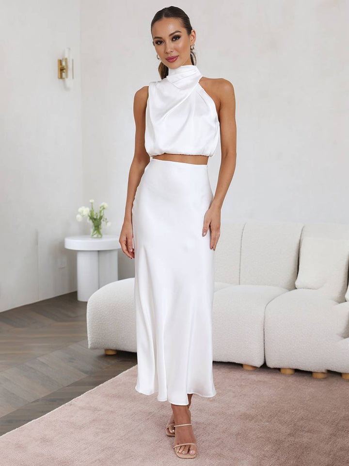 Women's Elegant Two-Piece Set for Wedding Guests in White 1