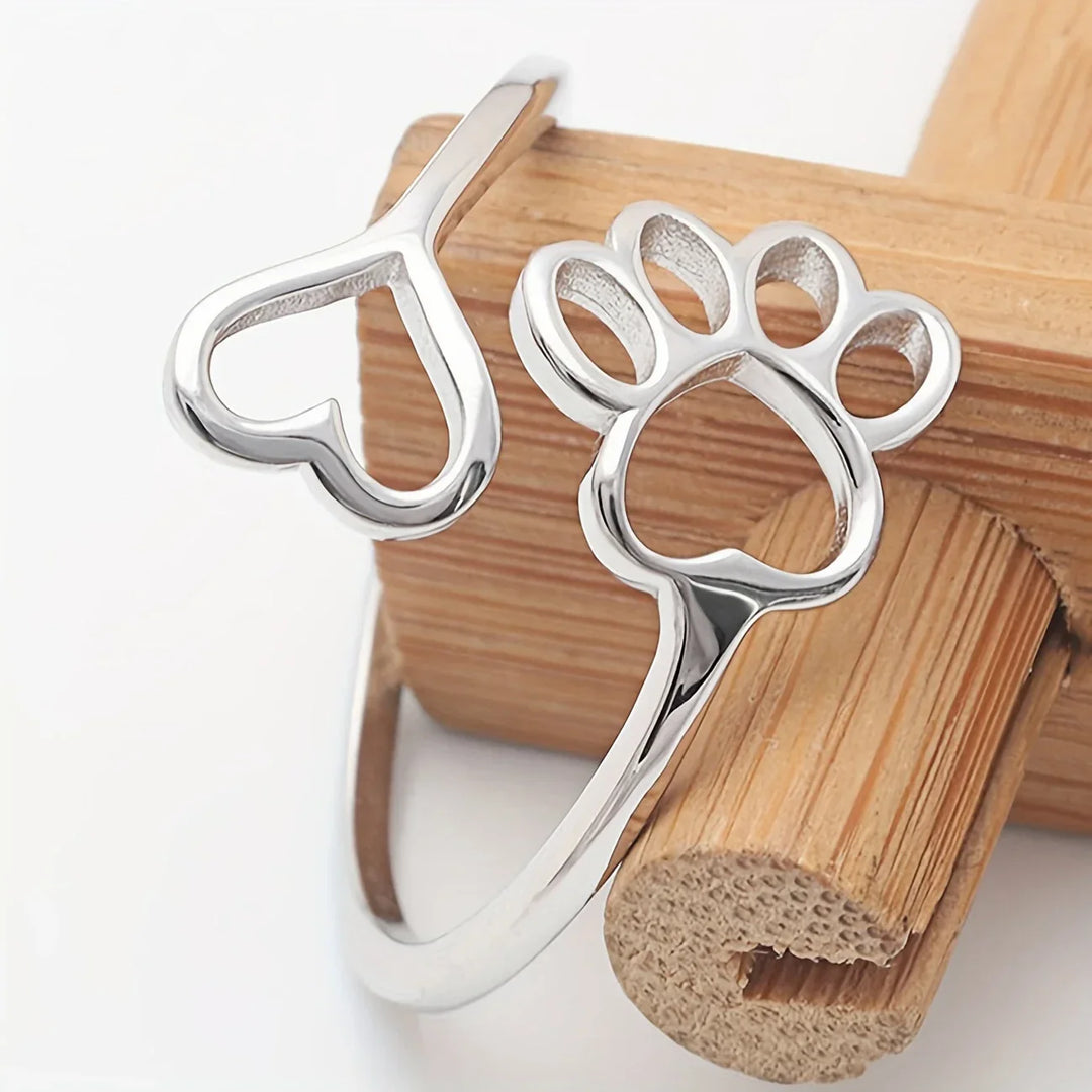 Paw & Heart Ring – Adjustable