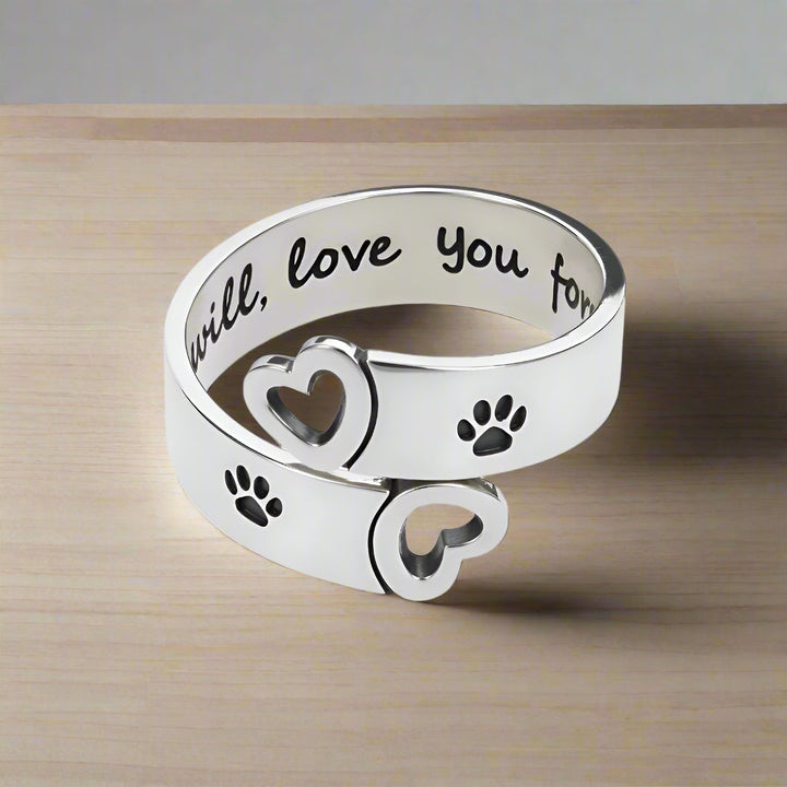 Paw & Heart Twist Ring – Stainless Steel