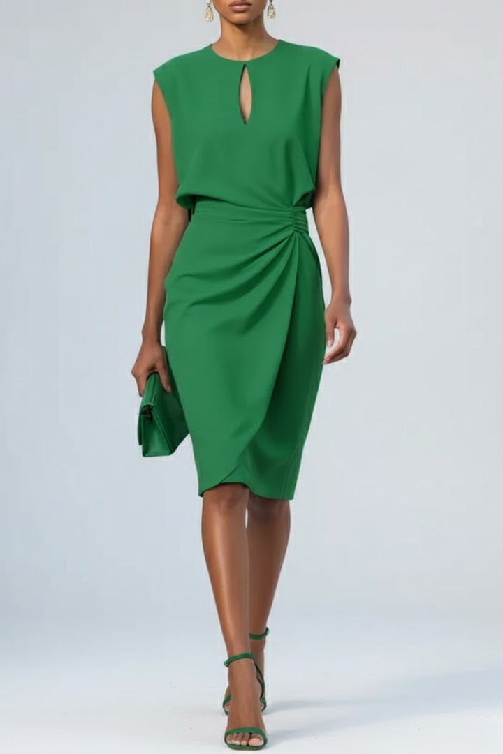 Refined Midi Wedding Guest Dress in Green