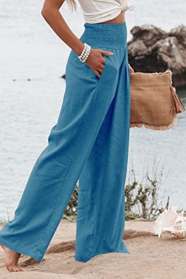 Smart Wide Leg Trousers in Breathable Linen (7)