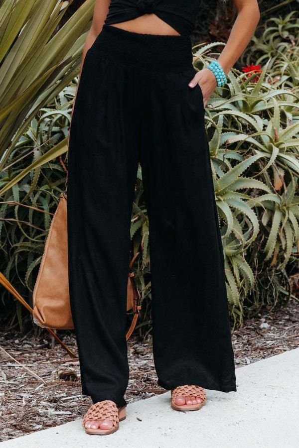 Smart Wide Leg Trousers in Breathable Linen (8)