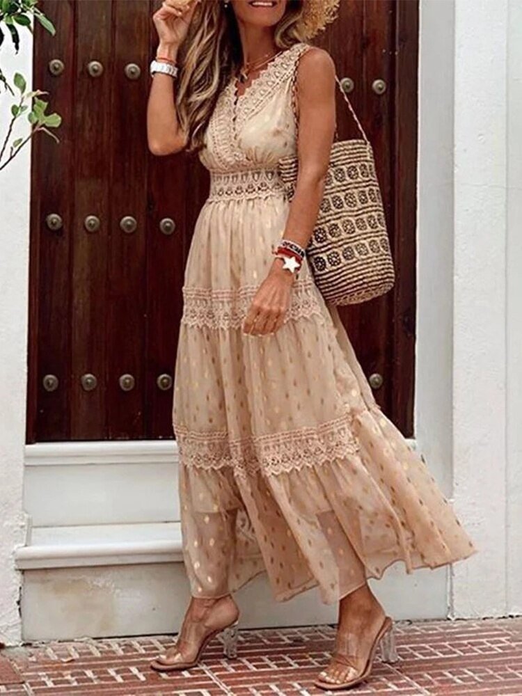 Summer Maxi Dress for Wedding Guests in Pink 2