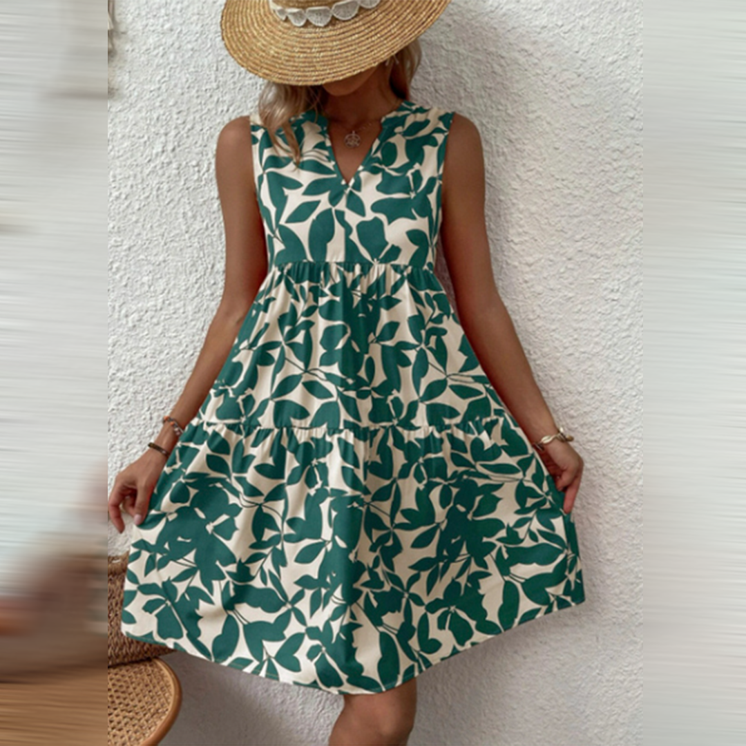 Summer Midi Dress for Wedding Guests in Green