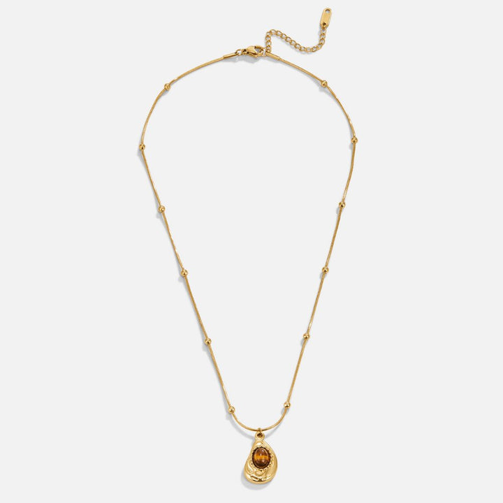 Elegant Gold Necklace with Tiger’s Eye Stone