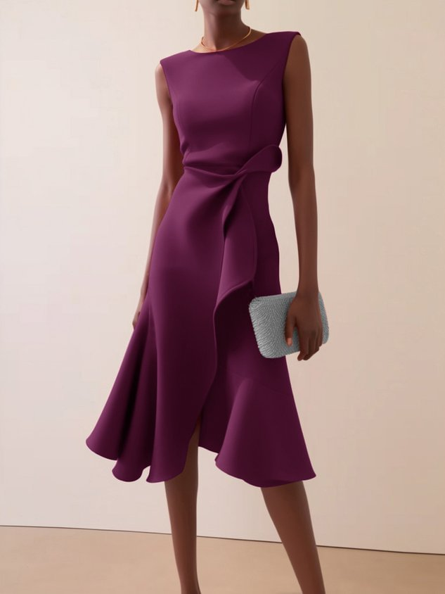 Women's Asymmetric Summer Midi Dress in Purple