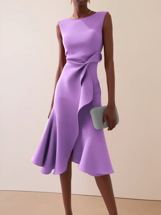Women's Asymmetric Summer Midi Dress in Violett