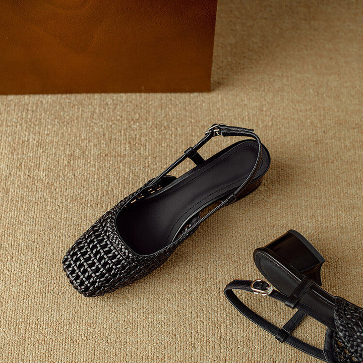 Women's Black Braided Slingback Sandals for Autumn in Black