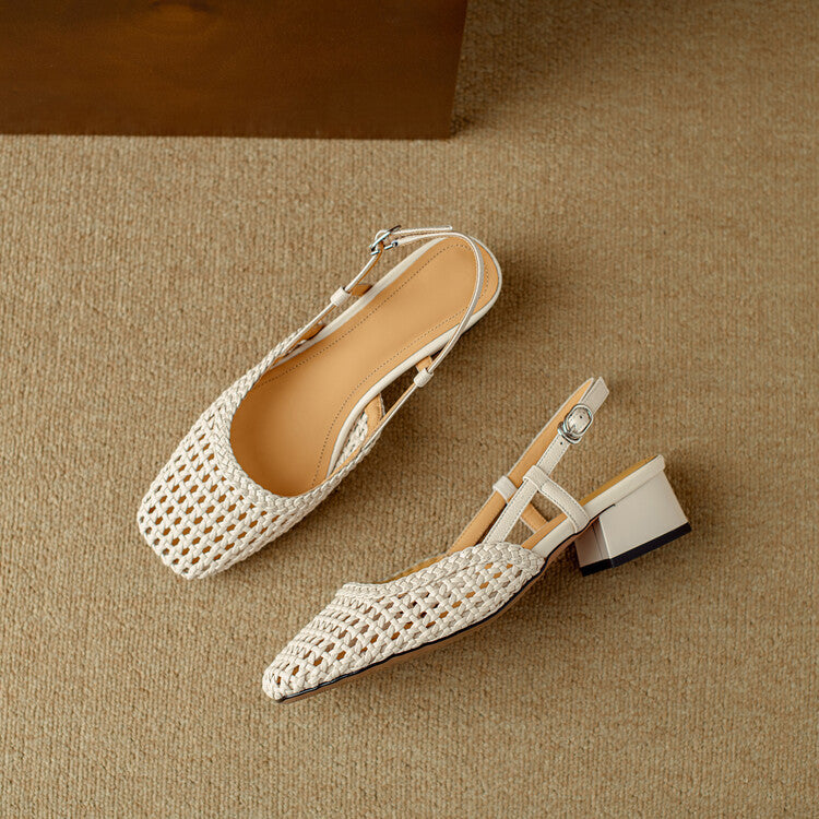 Women's Black Braided Slingback Sandals for Autumn in Cream