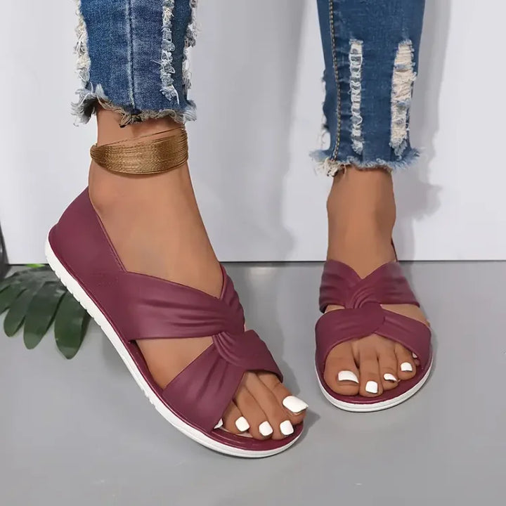 Women's Black Orthopedic Sandals for Everyday in Purple