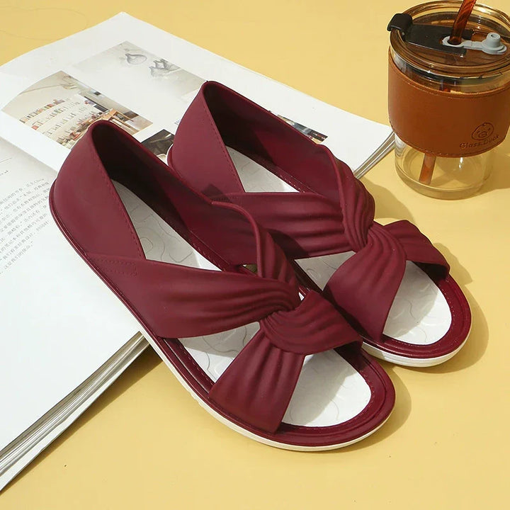 Women's Black Orthopedic Sandals for Everyday in Red