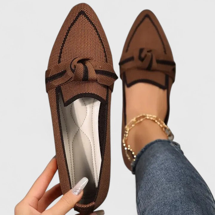 Women's Black Pointed Loafers for Autumn Outfits in Khaki