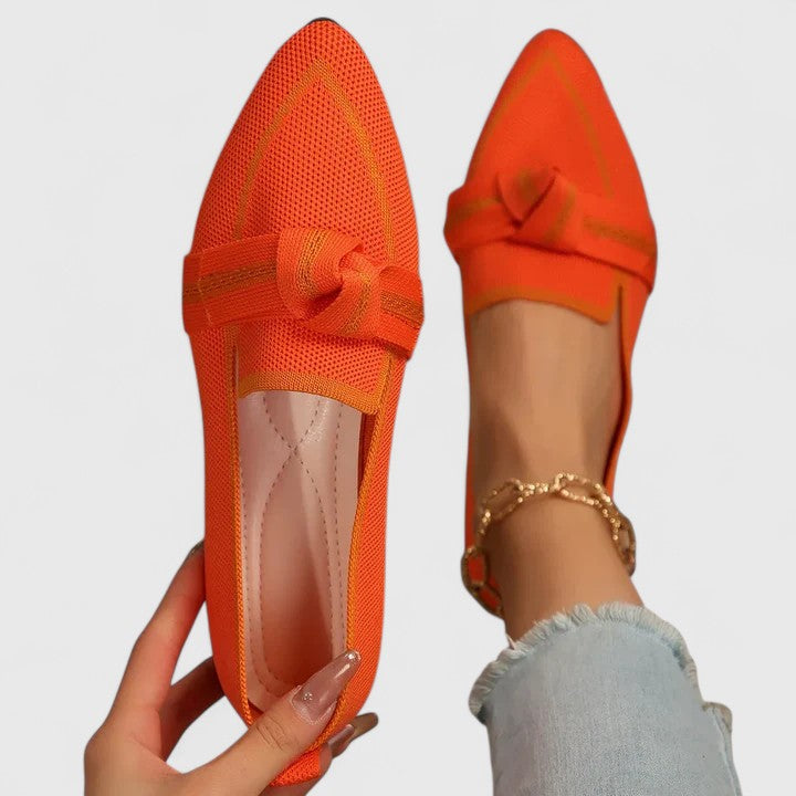 Women's Black Pointed Loafers for Autumn Outfits in Orange