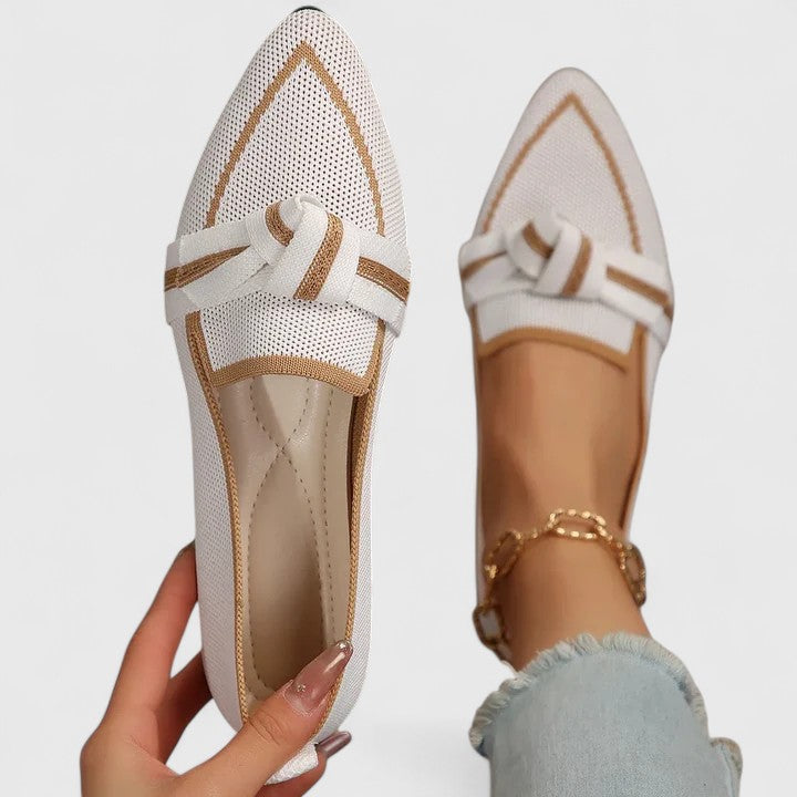 Women's Black Pointed Loafers for Autumn Outfits in White