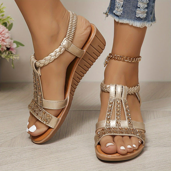 Women's Boots Style Wedge Sandals in Roségold