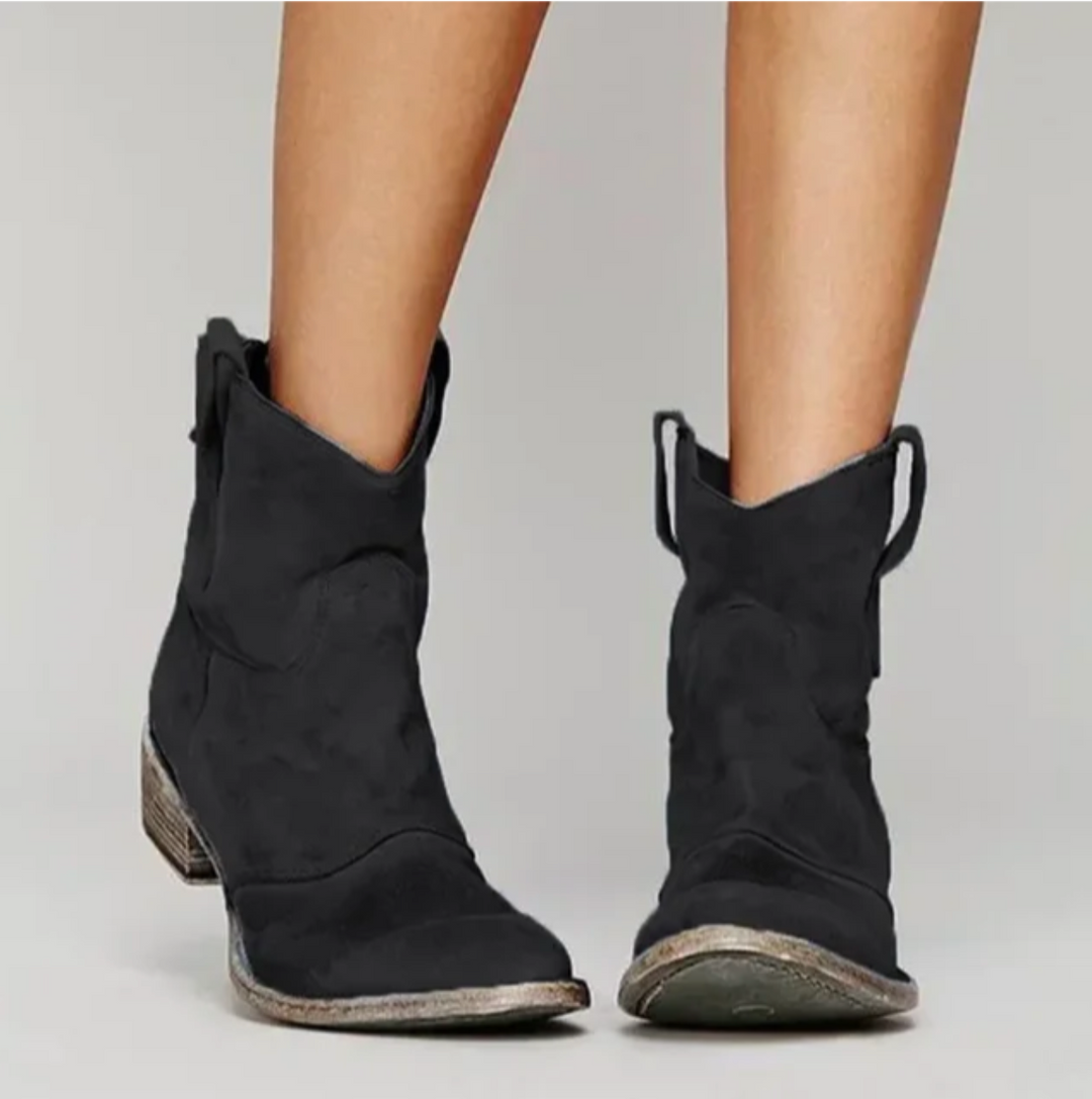 Women's Boots Western Suede for Autumn in Black