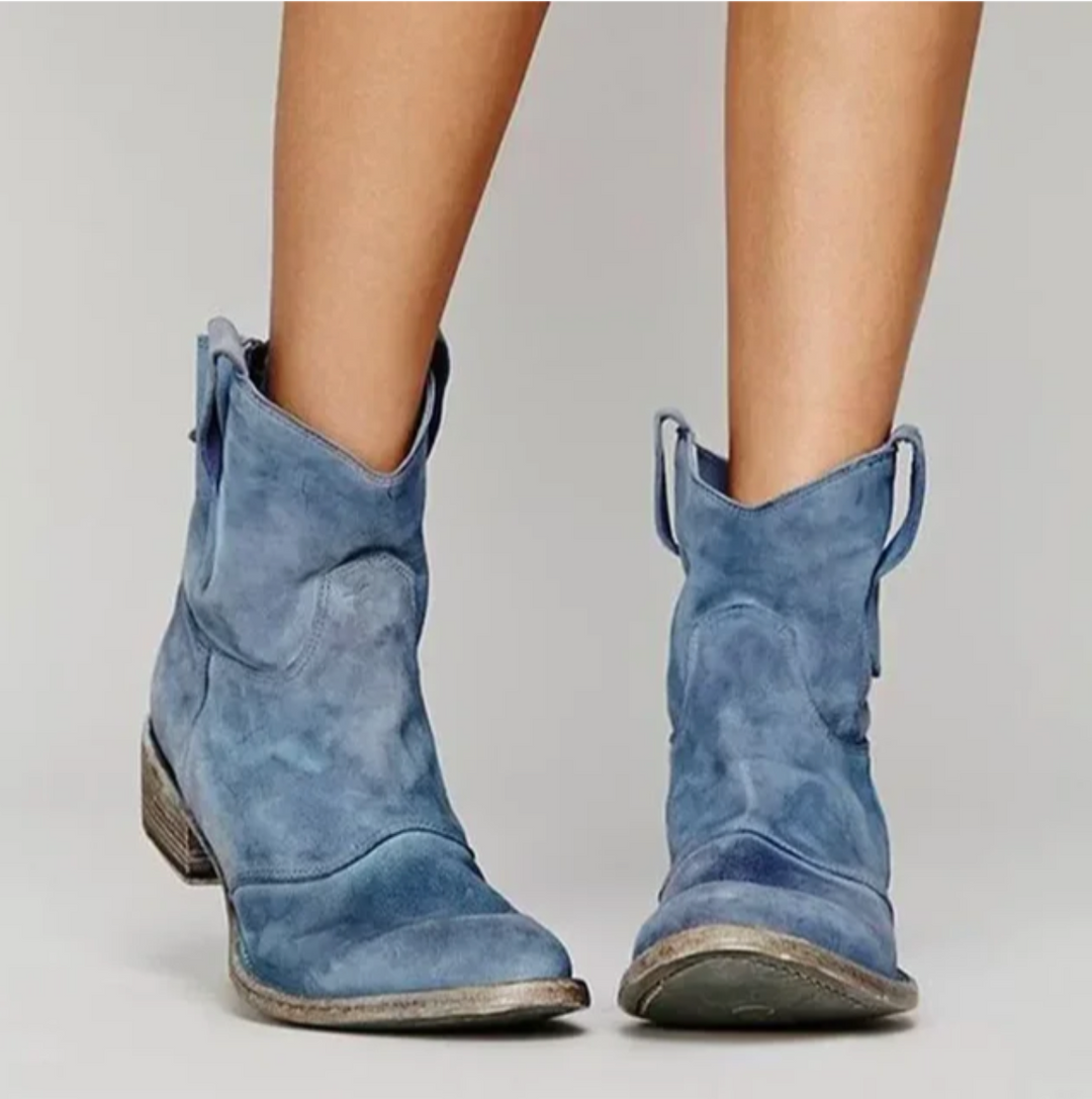 Women's Boots Western Suede for Autumn in Blue
