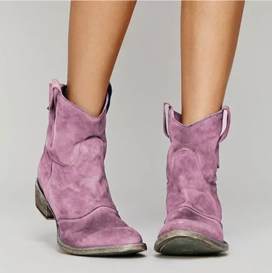 Women's Boots Western Suede for Autumn in Pink