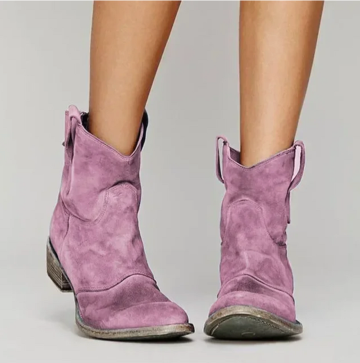 Women's Boots Western Suede for Autumn in Pink