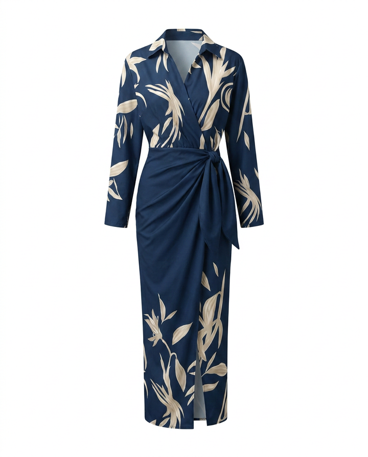Women's Botanical Maxi Summer Dress in Light Blue 2