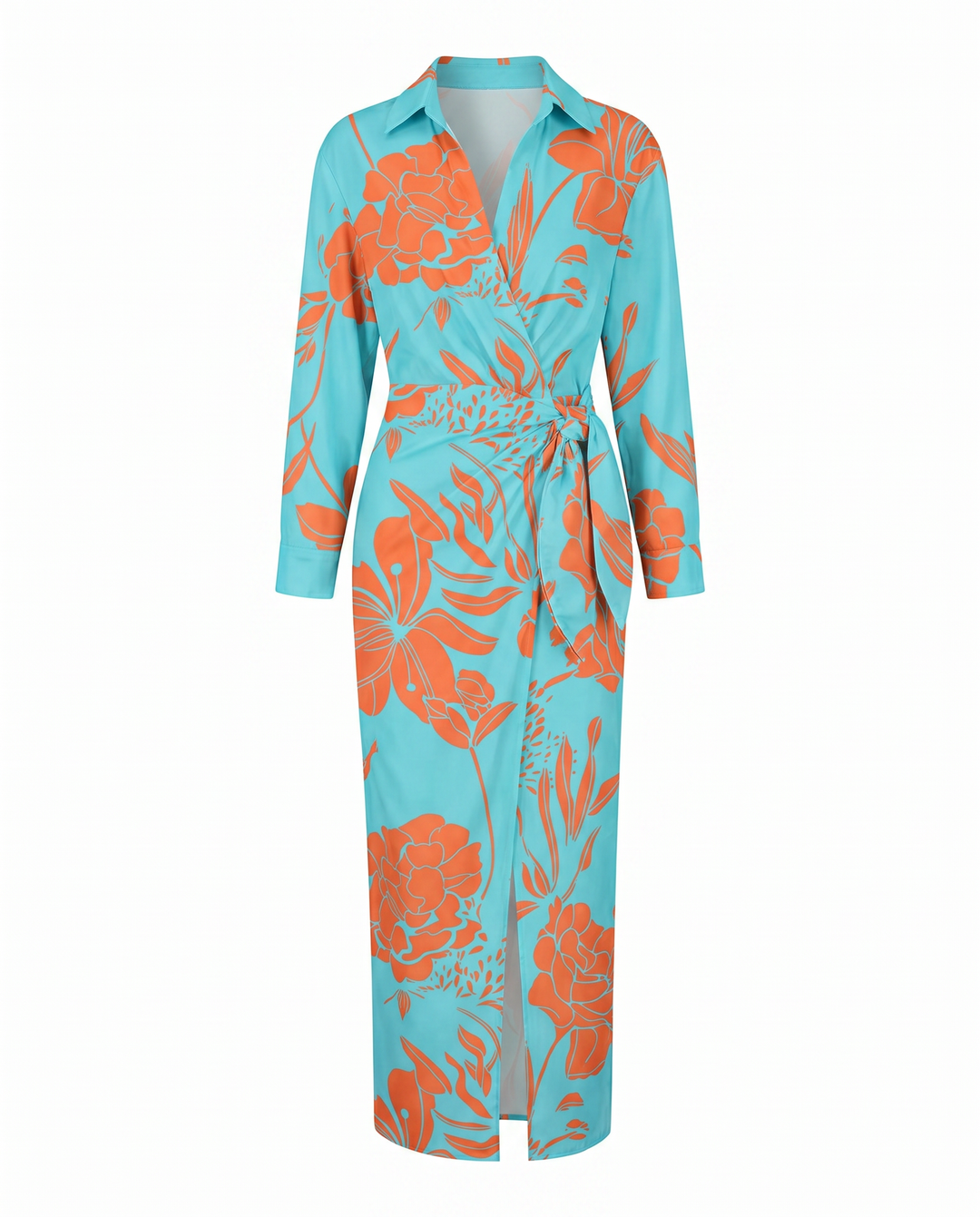 Women's Botanical Maxi Summer Dress in Light Blue 3
