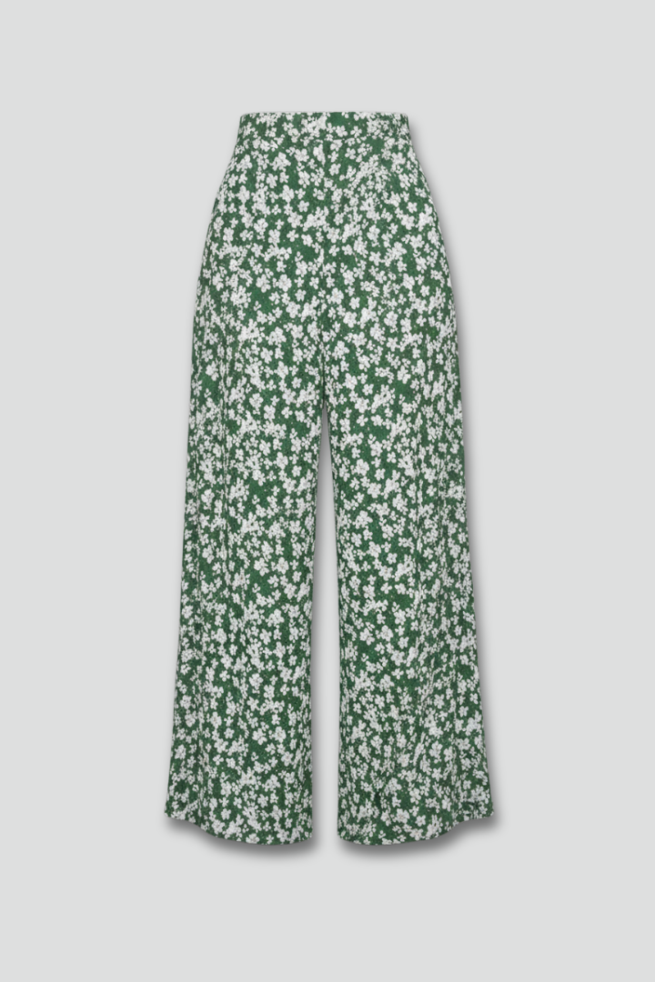 Women's Breezy Wide Leg Trousers for Summer in Green