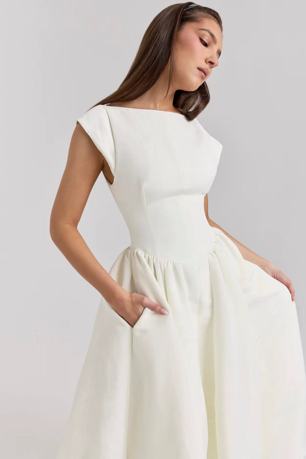 Women's Cap Sleeve Wedding Guest Dress (2)