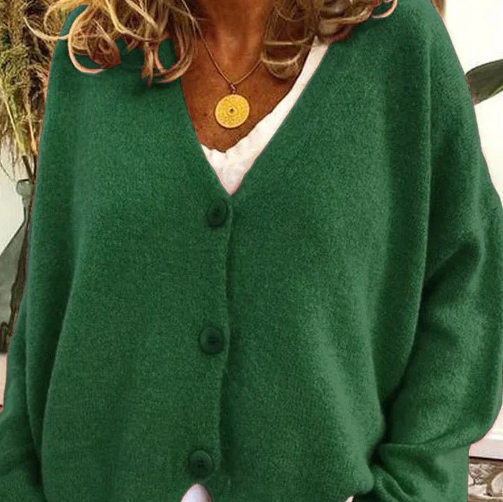 Women's Casual Knit Cardigan for Everyday Wear in Dark Green