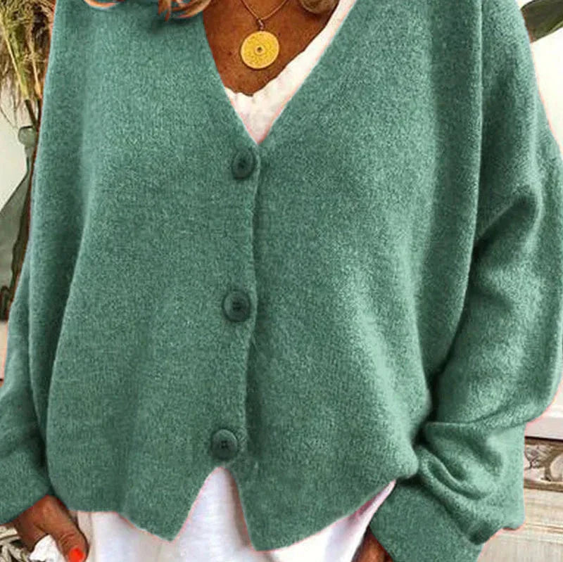 Women's Casual Knit Cardigan for Everyday Wear in Green