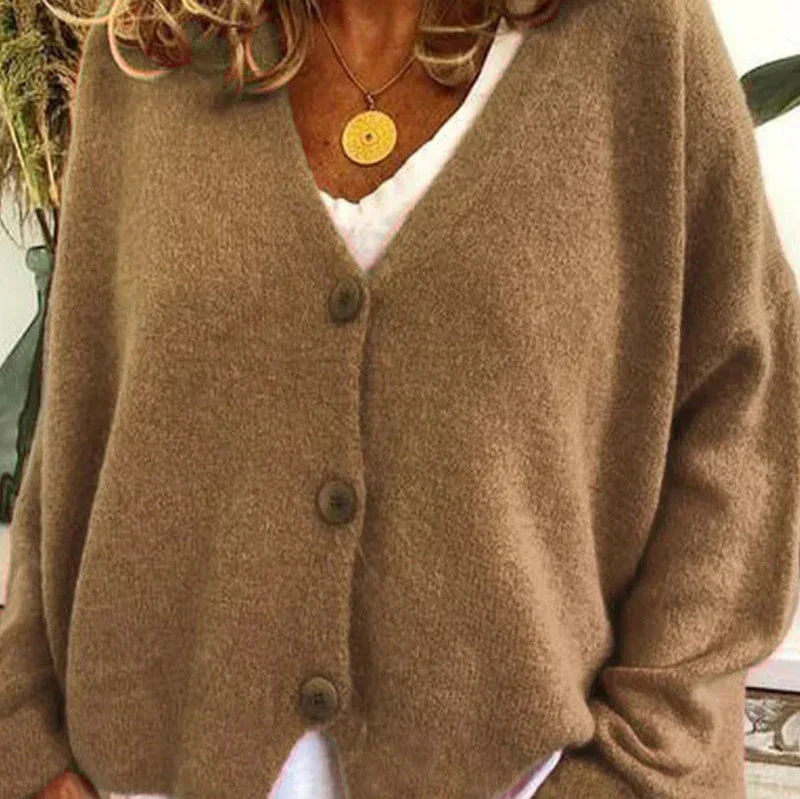 Women's Casual Knit Cardigan for Everyday Wear in Khaki