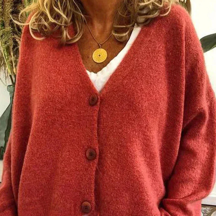 Women's Casual Knit Cardigan for Everyday Wear in Mandarine-Orange