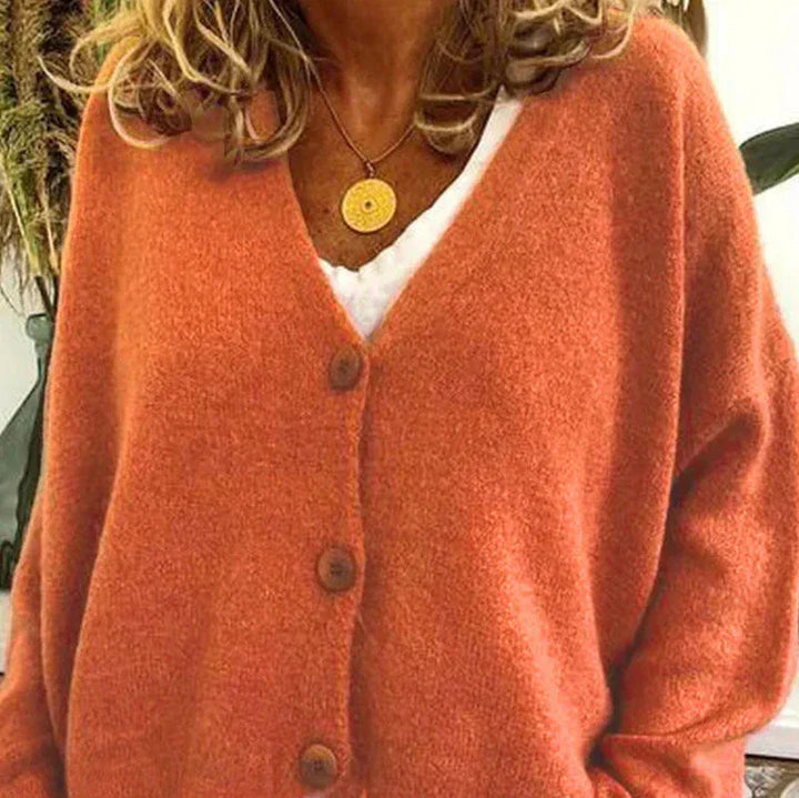 Women's Casual Knit Cardigan for Everyday Wear in Orange