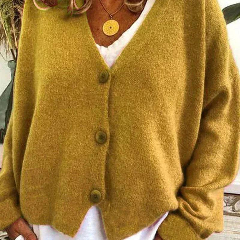 Women's Casual Knit Cardigan for Everyday Wear in Yellow
