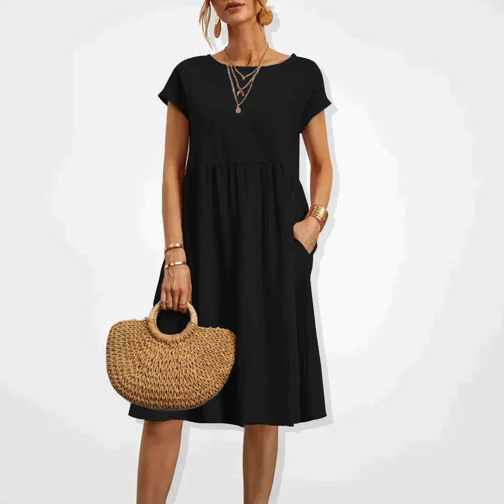 Women's Casual Linen Dress for Summer in Black