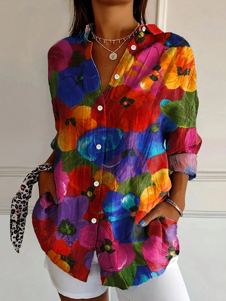 Women's Colorful Blouse with Playful Print in Mix 2