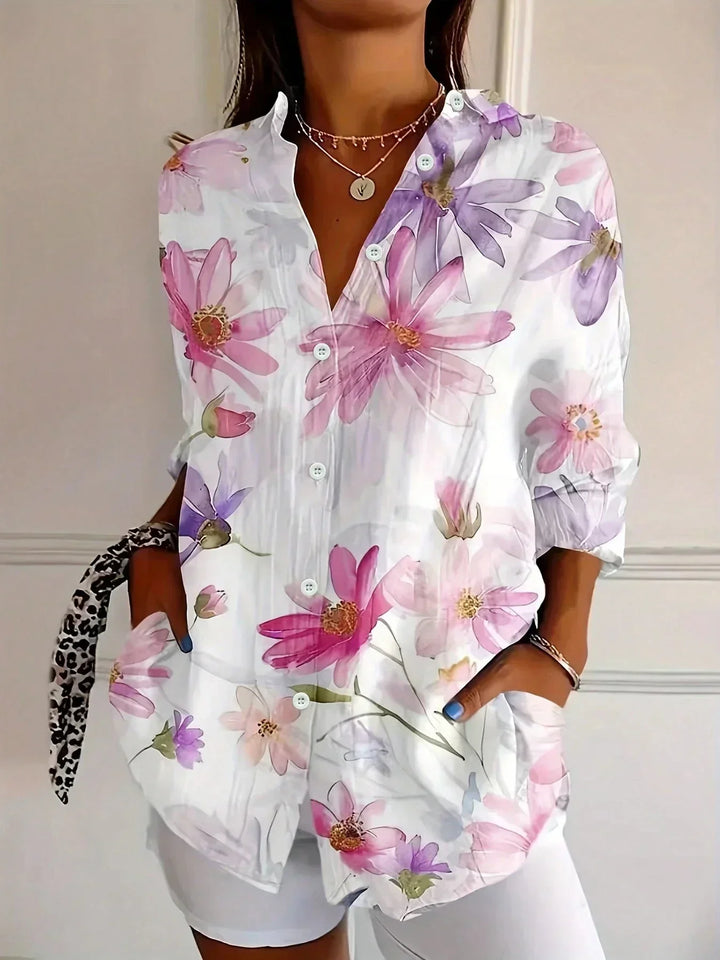 Women's Colorful Blouse with Playful Print in White