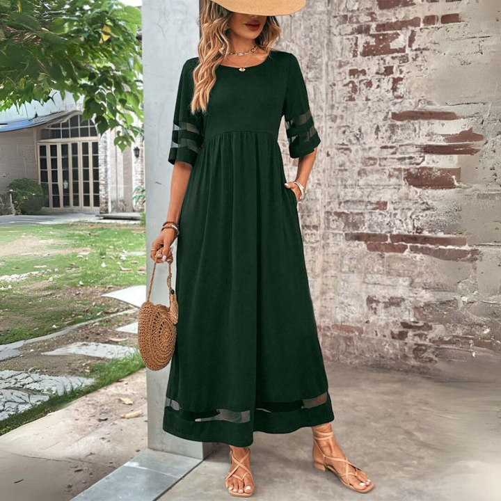 Women's Cotton Maxi Beach Dress in Green