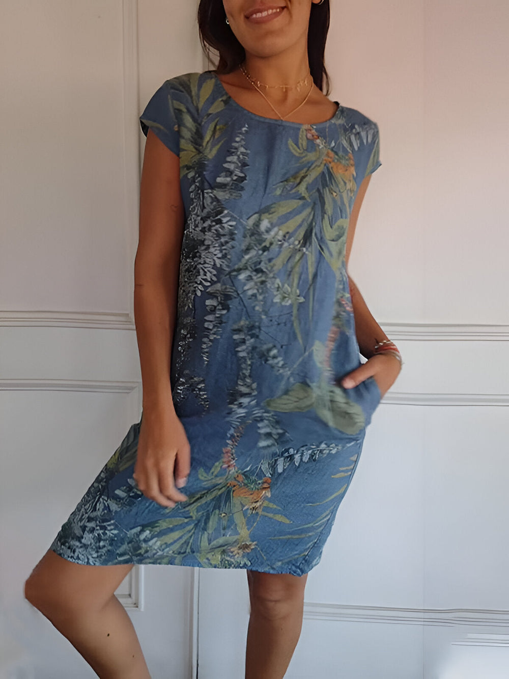 Women's Effortless Wedding Guest Dress for Everyday in Blue