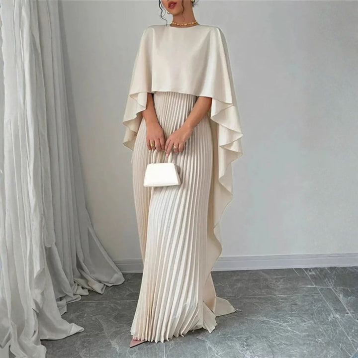 Women's Elegant Cape Maxi Wedding Guest Dress (3)
