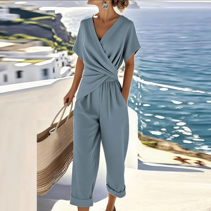 Women's Elegant Lightweight Wedding Guest Dress Set in Blue