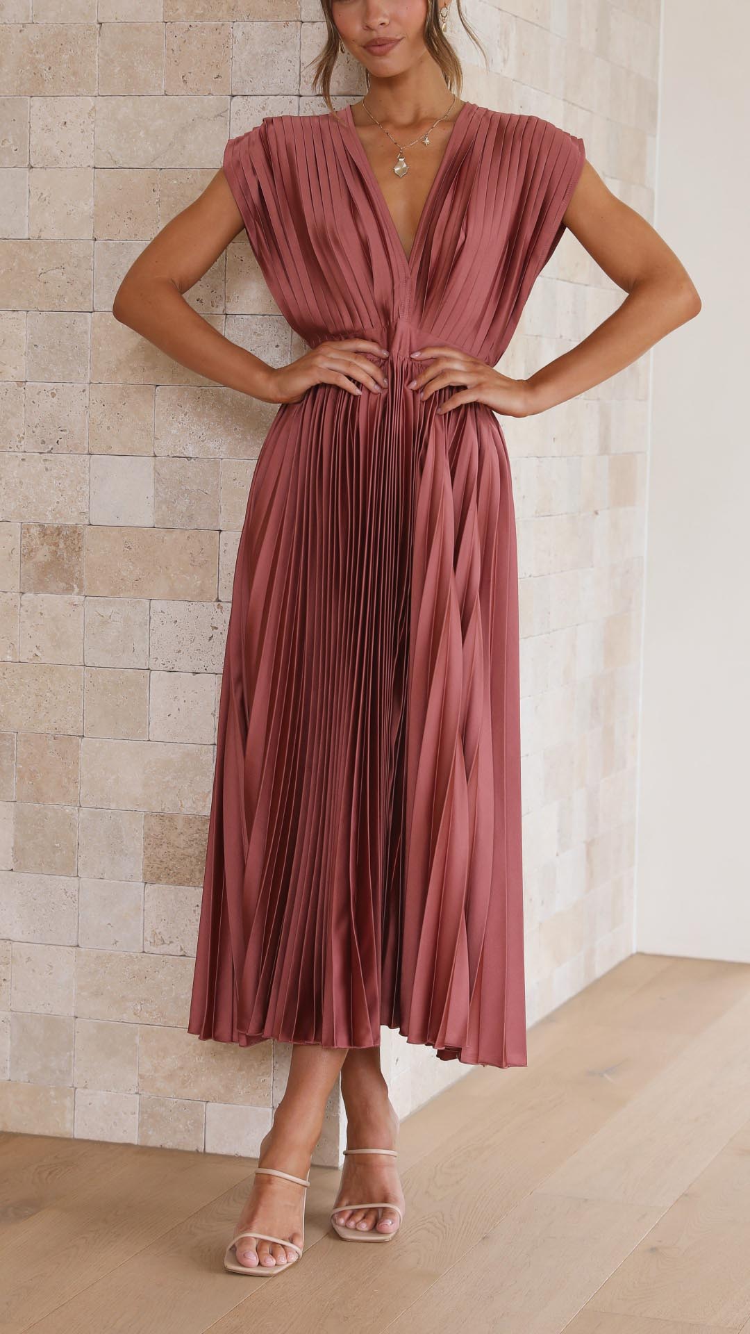 Women's Elegant Midi Wedding Guest Dress