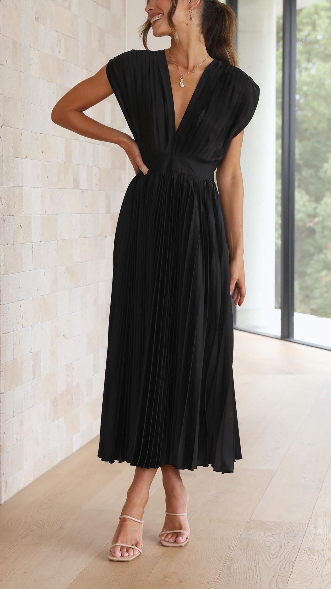 Women's Elegant Midi Wedding Guest Dress (10)