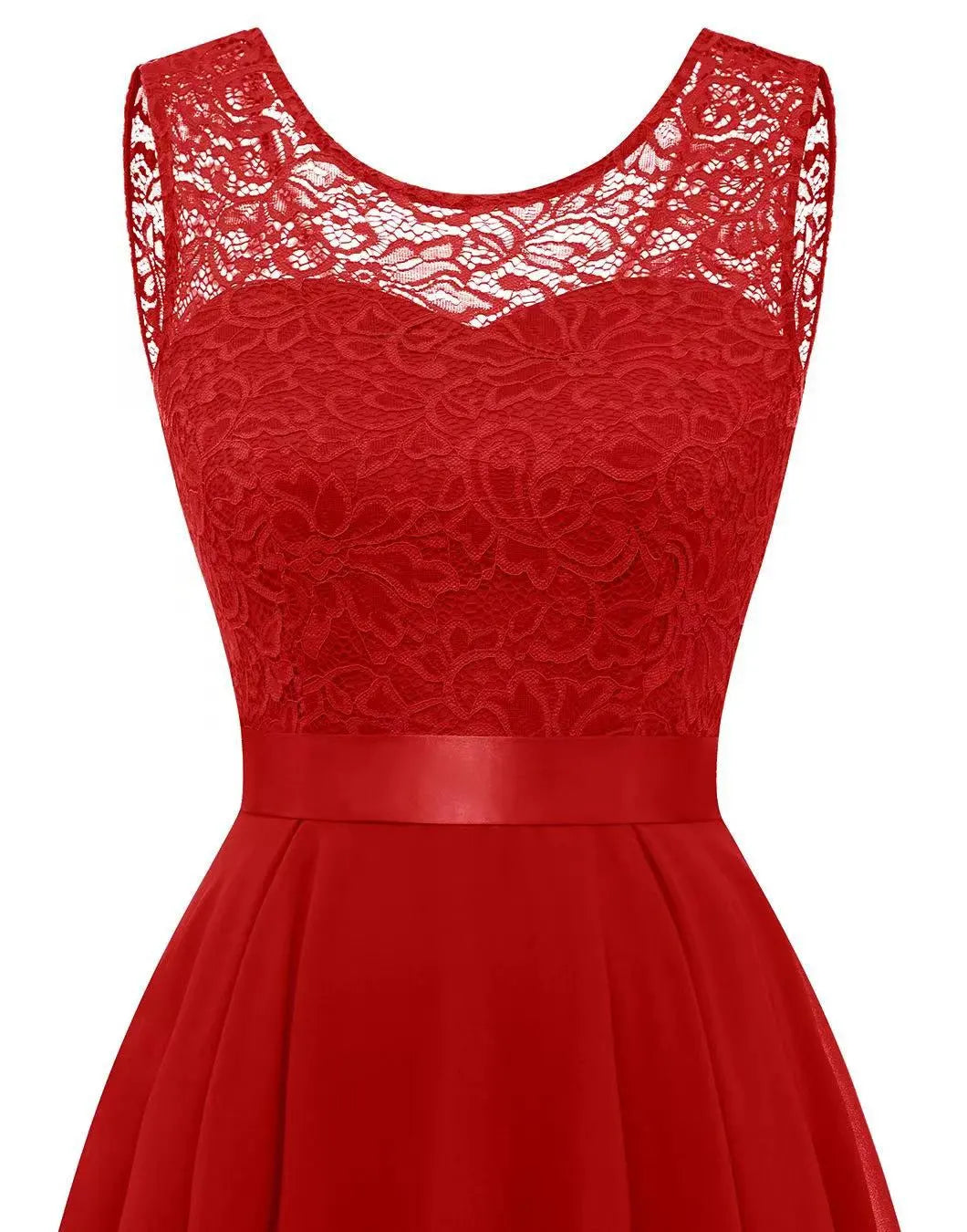 Women's Elegant Midi Wedding Guest Dress in Dark Red 3