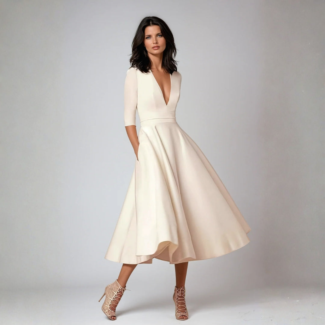 Women's Elegant Wedding Guest Dress for Parties in White