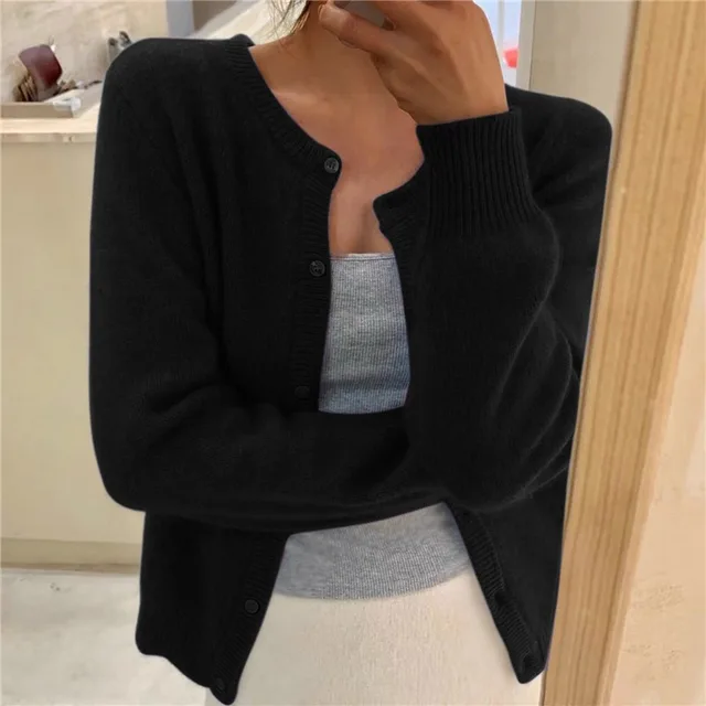Women's Everyday Knit Cardigan in Classic Style in Black