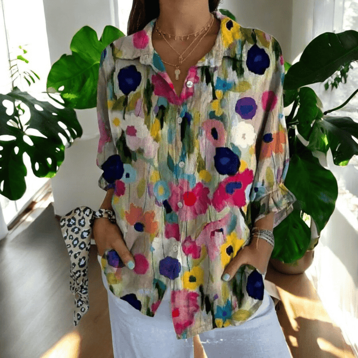 Women's Floral Blouse for Everyday Wear in Canvas