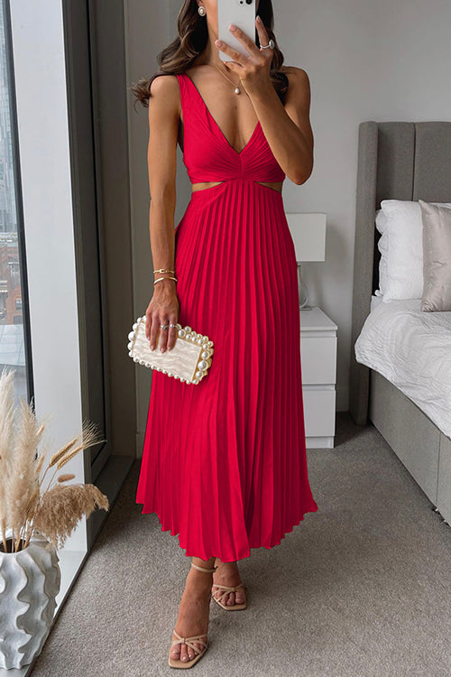 Women's Flowing Maxi Dress for Wedding Guests in Red