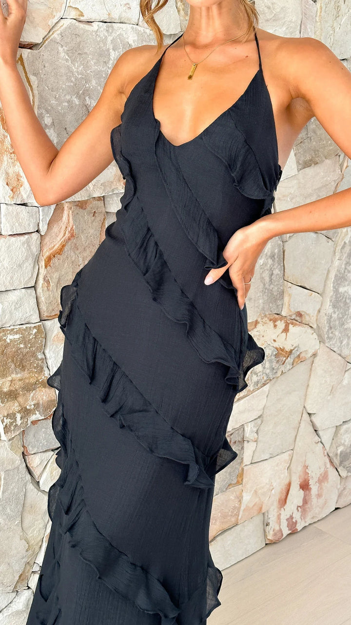 Women's Flowing Wedding Guest Maxi Dress (4)