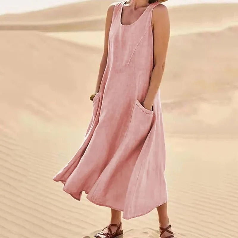 Women's Flowy Mini Beach Dress in Pink